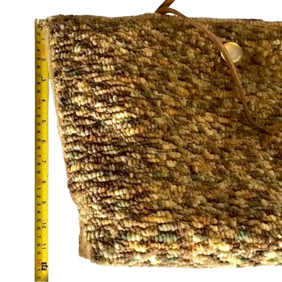 VTG 60-70s Carpet Bag Large Retro Tote Purse with / Leather Handles Rare - Picture 5 of 12